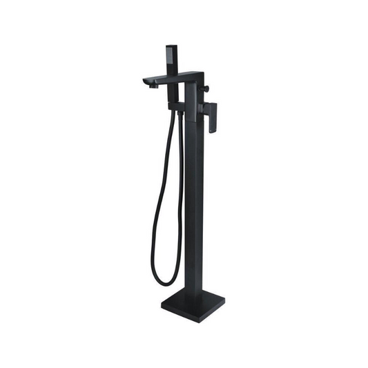antonio matt black freestanding bath tap with shower kit, Alessio, Black Bath Taps, Free Standing Bath Taps, Taps, 1