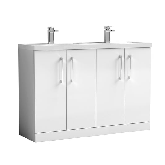 Nuie Arno 1200mm Floor Standing 4 Door Vanity & Polymarble Double Basin