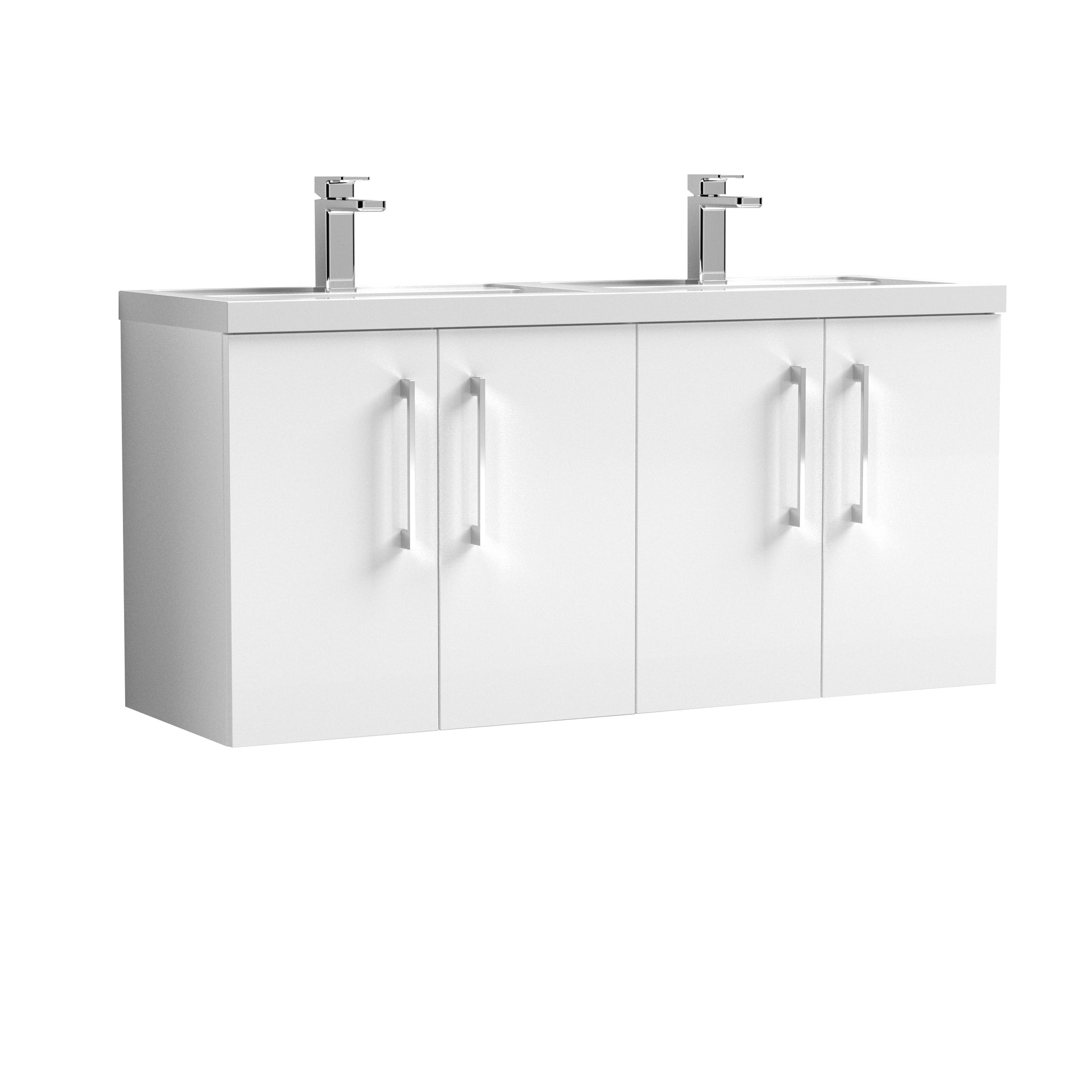 Nuie 1200mm Wall Hung 4 Door Vanity & Double Basin