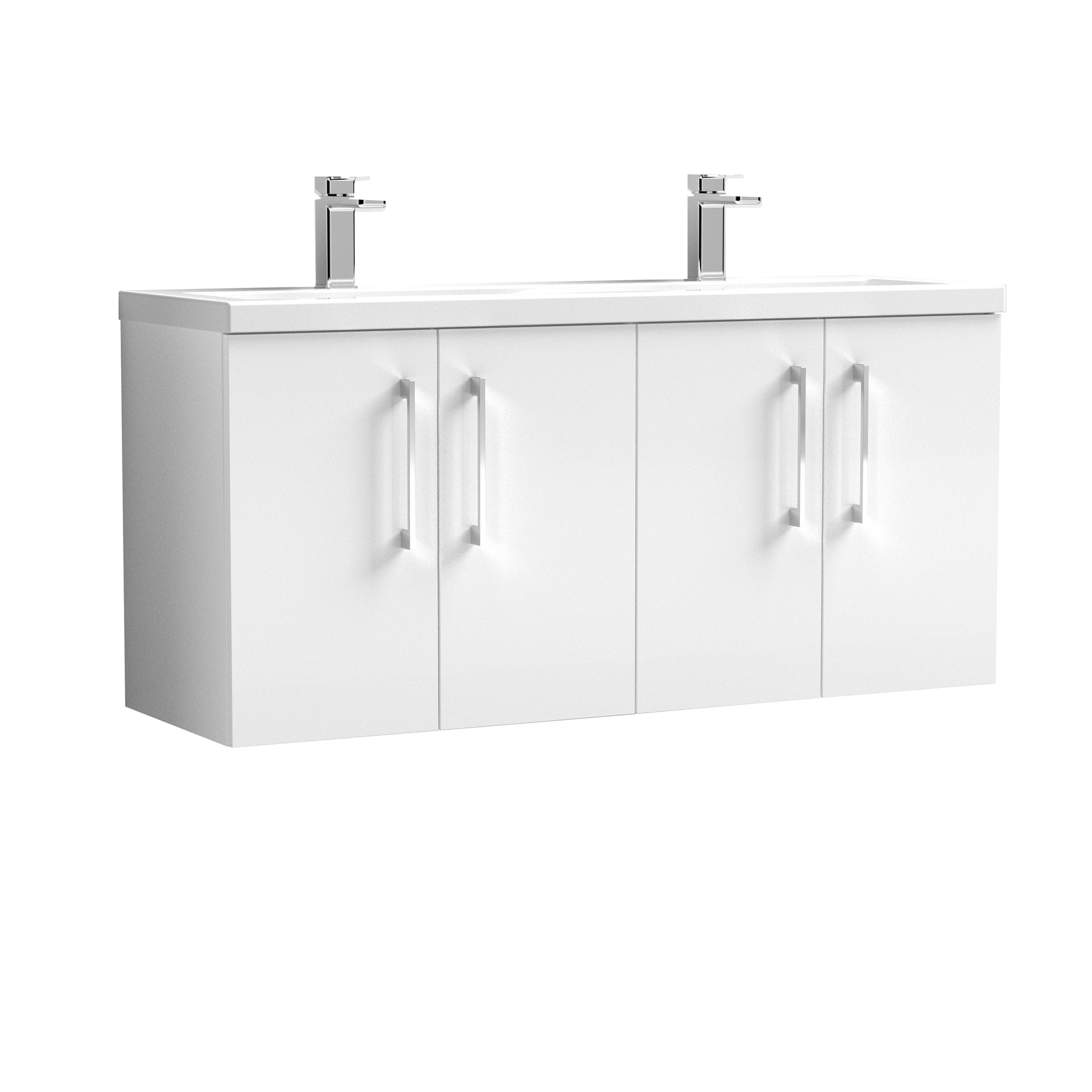 Nuie 1200mm Wall Hung 4 Door Vanity & Double Basin