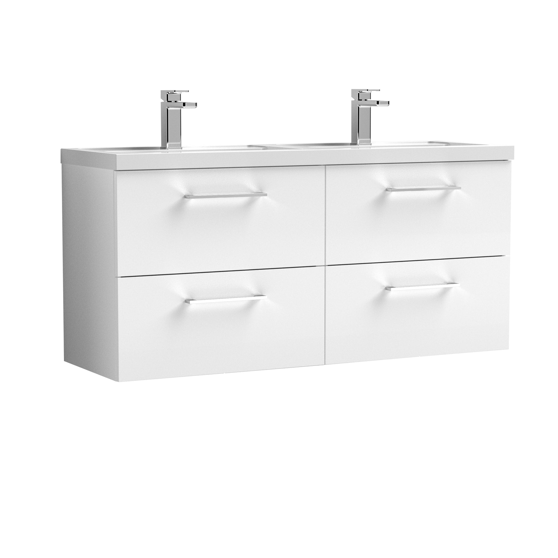 Nuie 1200mm Wall Hung 4 Drawer Vanity & Double Basin