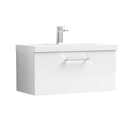 nuie 800mm wall hung 1 drawer vanity basin 1arn125a, Nuie, Wall Hung Vanity Unit, 1