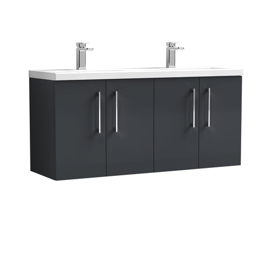 Nuie 1200mm Wall Hung 4 Door Vanity & Double Basin