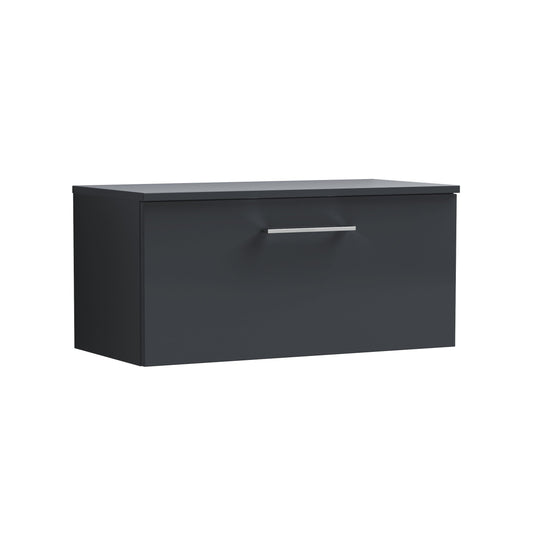 Arno 800mm Soft Black Wall Hung 1 Drawer Vanity & Worktop