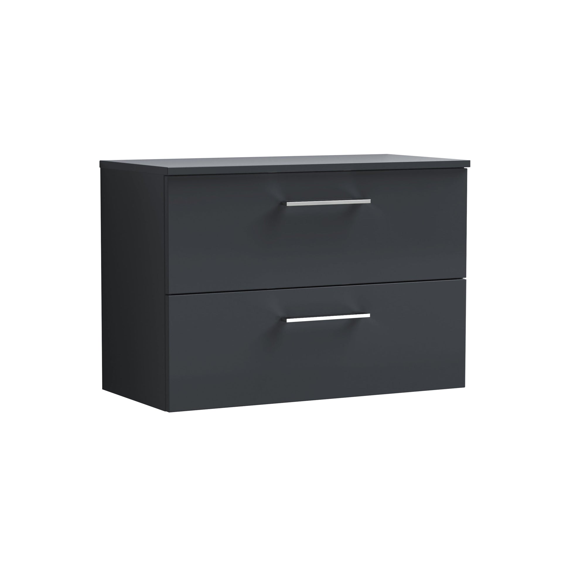 Arno 800mm Soft Black Wall Hung 2 Drawer Vanity & Worktop