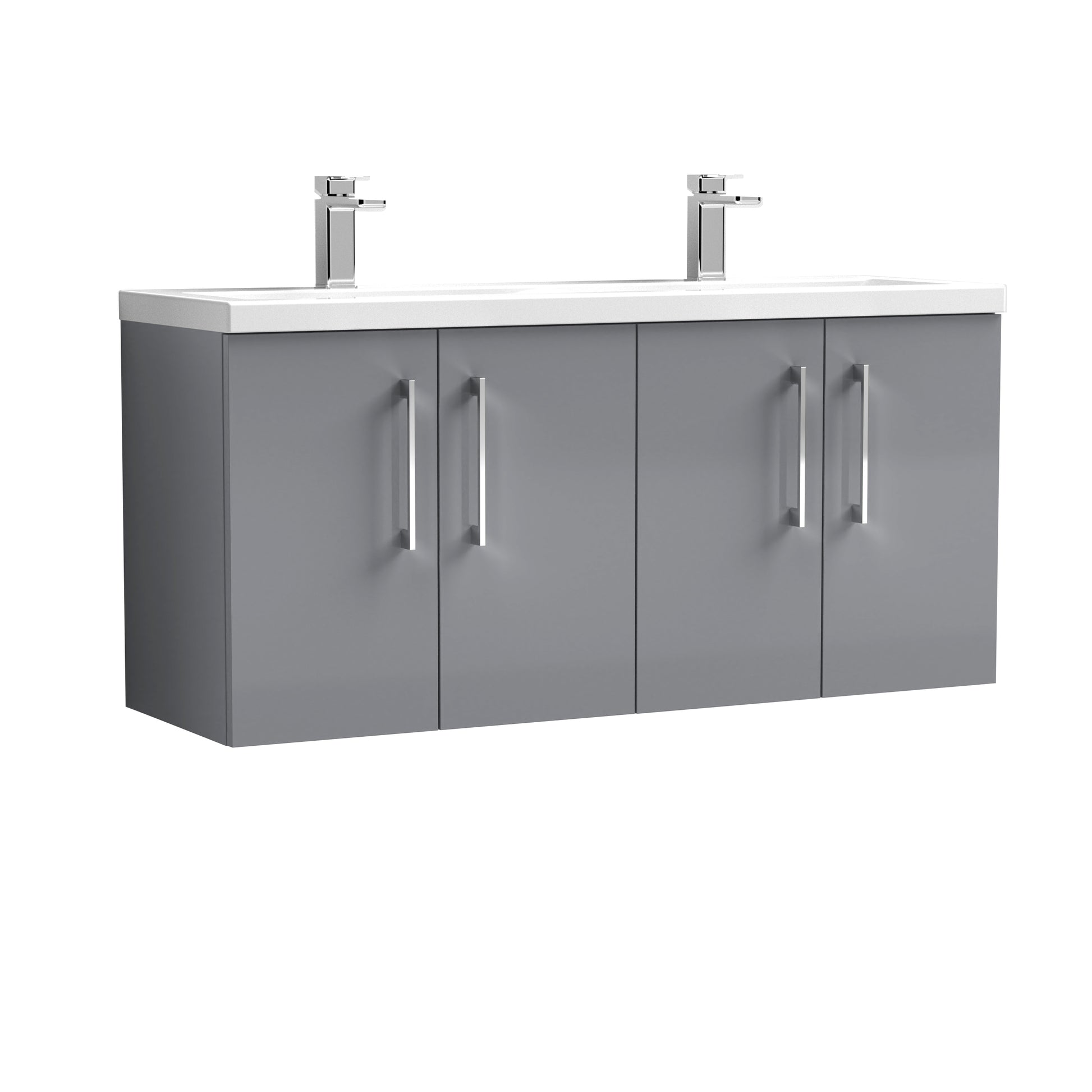 Nuie 1200mm Wall Hung 4 Door Vanity & Double Basin