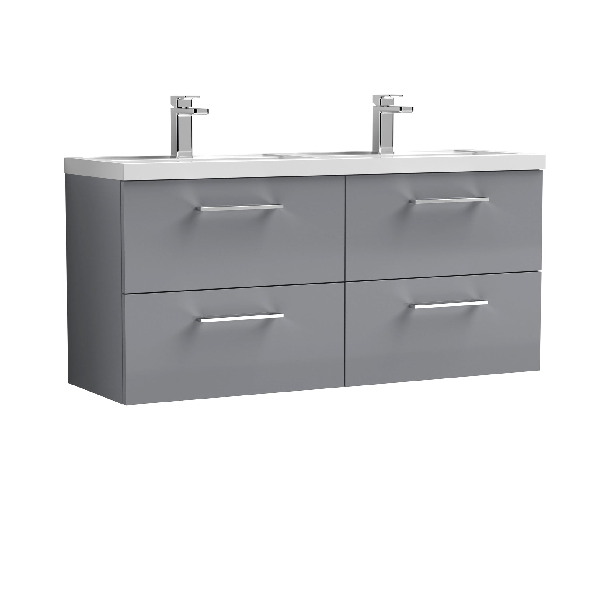 Nuie 1200mm Wall Hung 4 Drawer Vanity & Double Basin