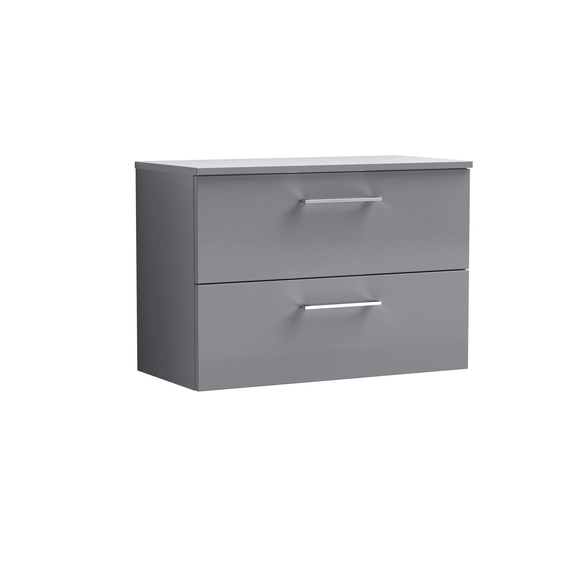 Arno 800mm Satin Grey Wall Hung 2 Drawer Vanity & Worktop