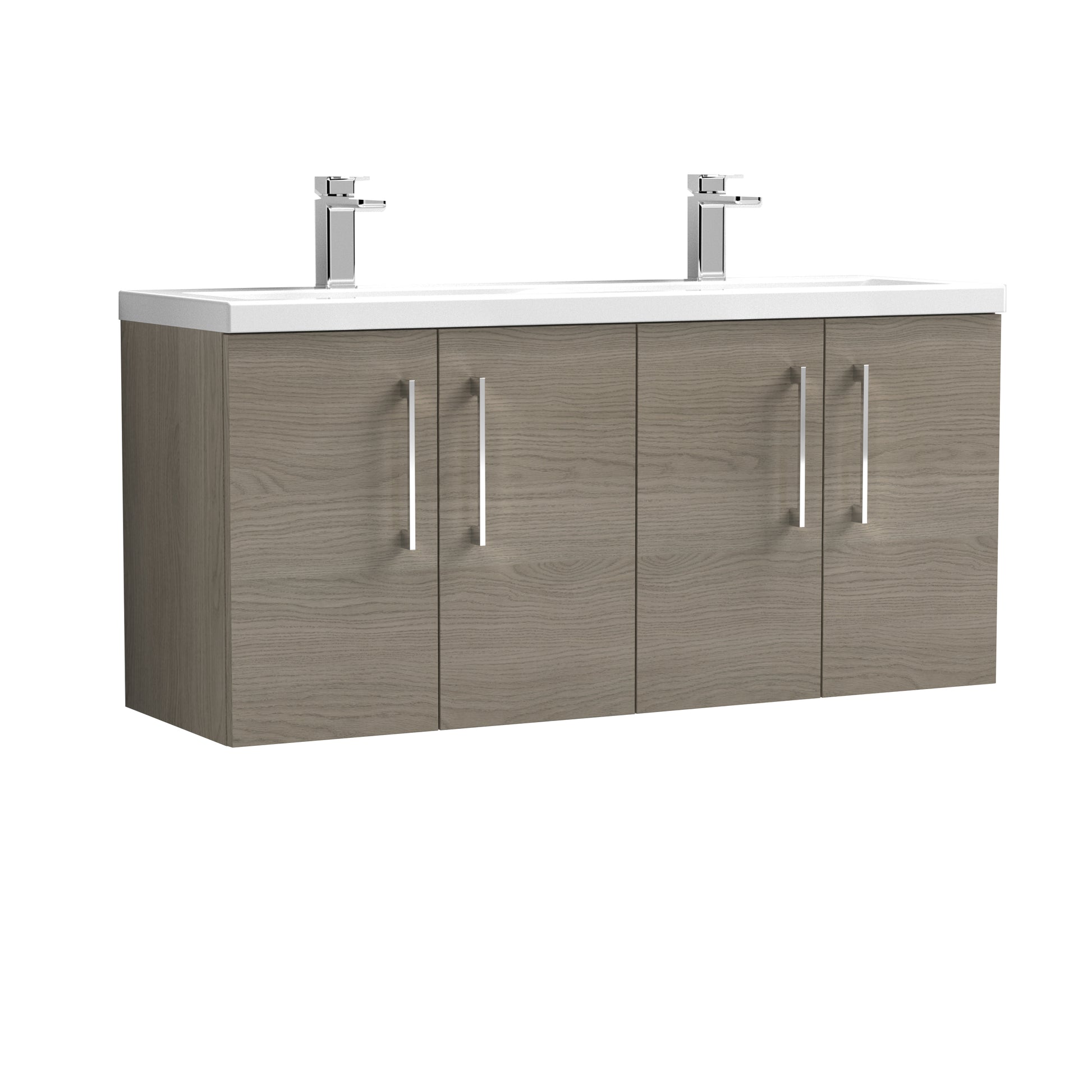 Nuie 1200mm Wall Hung 4 Door Vanity & Double Basin