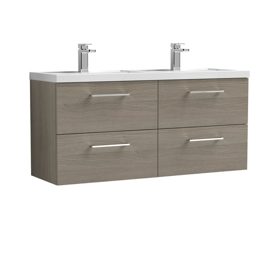 Nuie 1200mm Wall Hung 4 Drawer Vanity & Double Basin