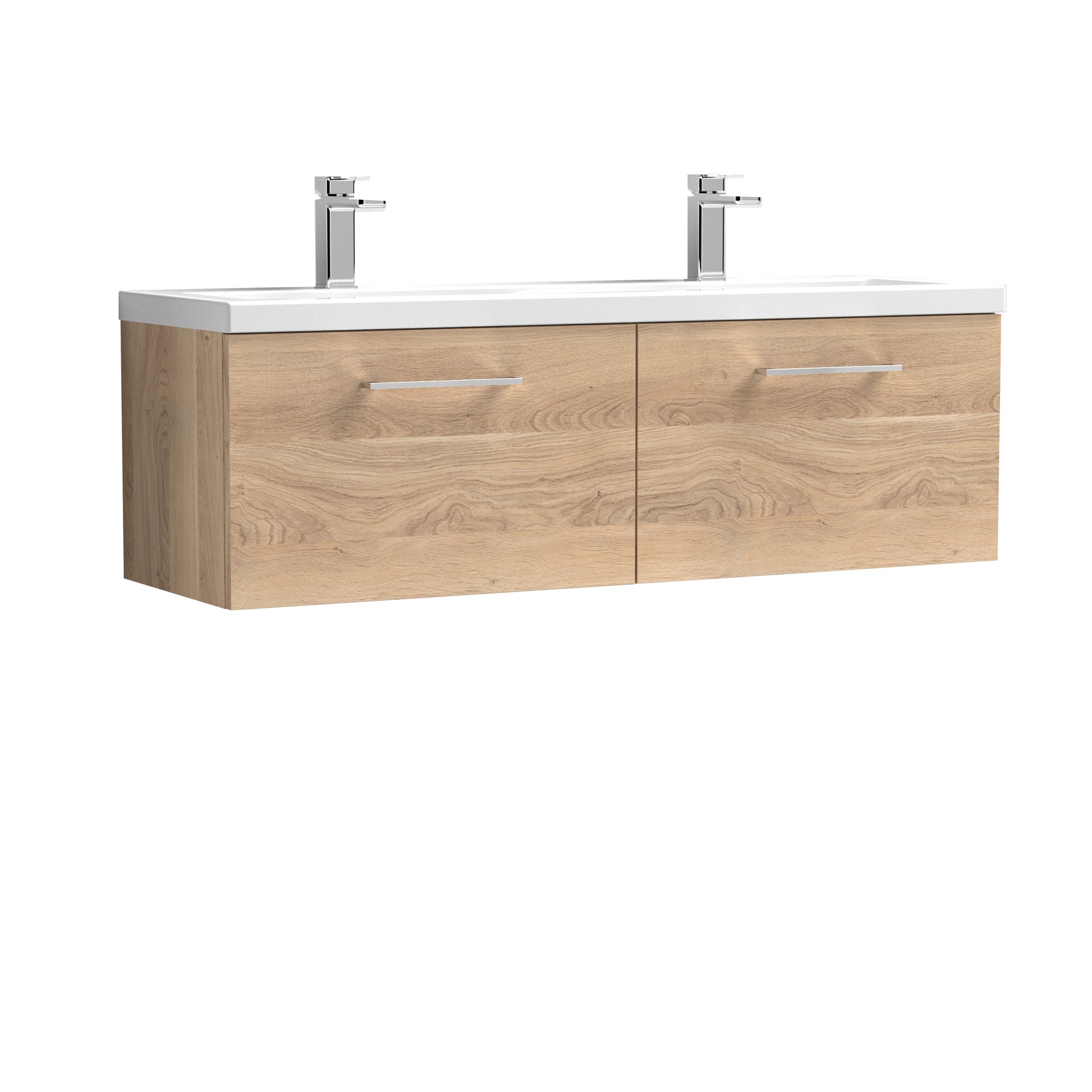 Nuie 1200mm Wall Hung 2-Drawer Vanity & Double Basin