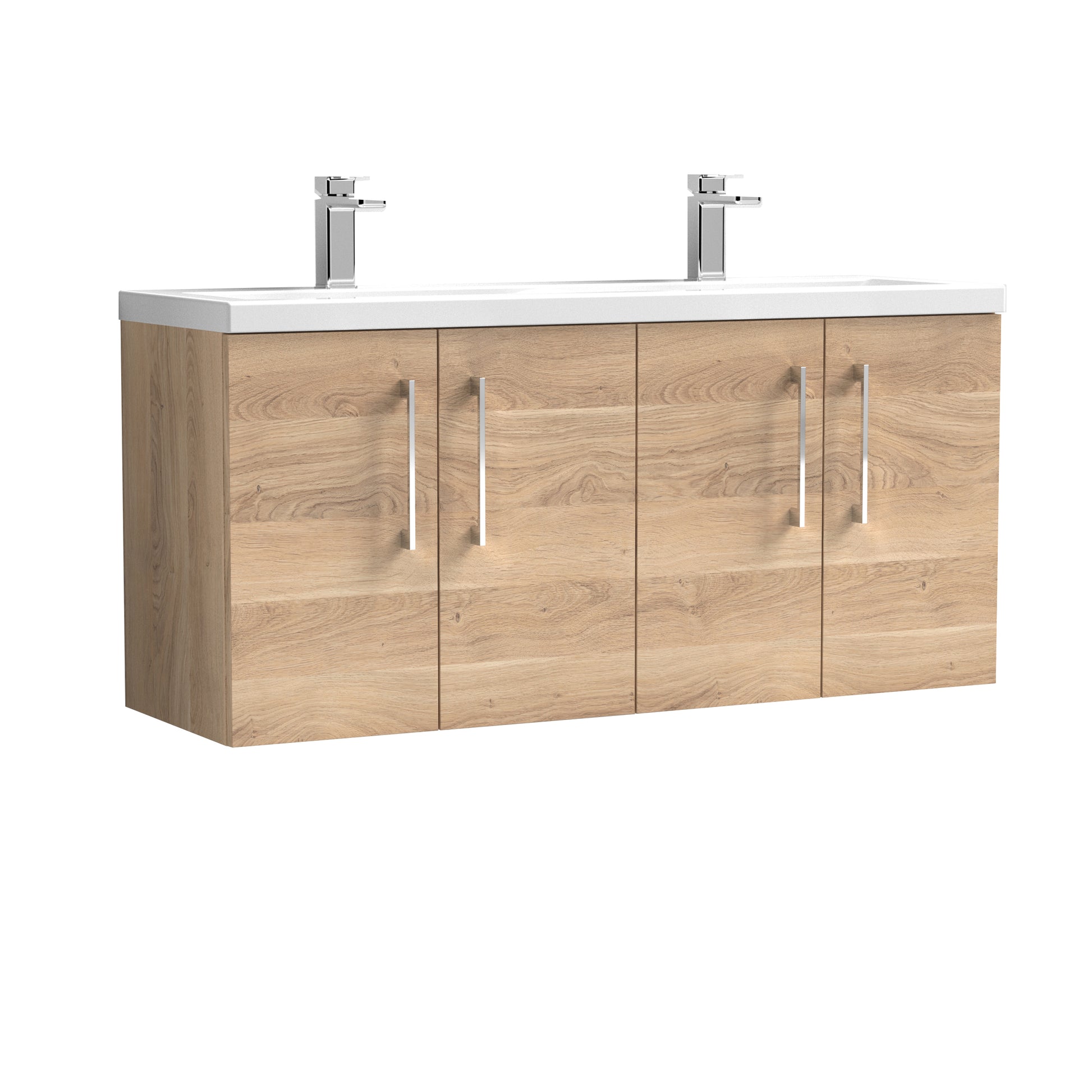 Nuie 1200mm Wall Hung 4-Door Vanity & Double Basin