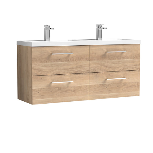 Nuie 1200mm Wall Hung 4-Drawer Vanity & Double Basin