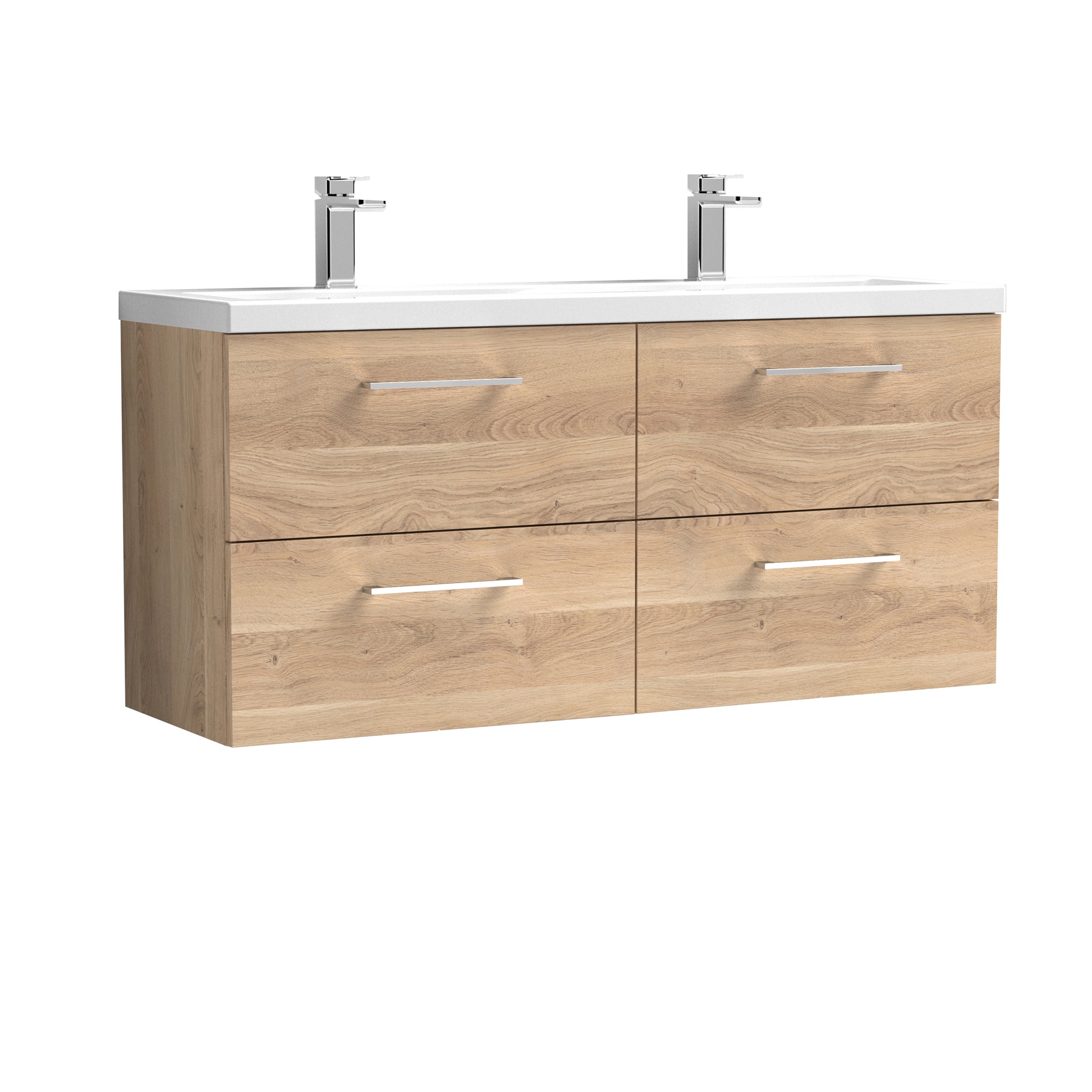 Nuie 1200mm Wall Hung 4-Drawer Vanity & Double Basin