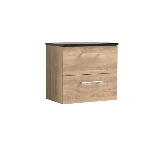 Nuie 600mm Wall Hung 2-Drawer Vanity & Laminate Worktop