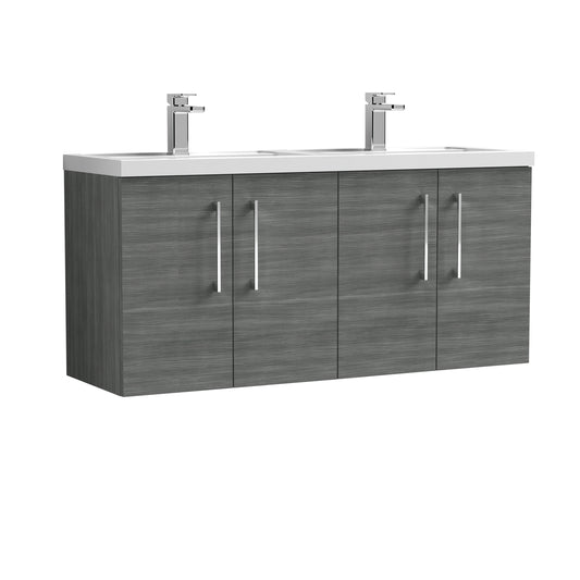 Nuie 1200mm Wall Hung 4 Door Vanity & Double Basin