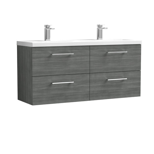 Nuie 1200mm Wall Hung 4 Drawer Vanity & Double Basin