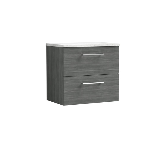 Nuie 600mm Wall Hung 2 Drawer Vanity & Laminate Top