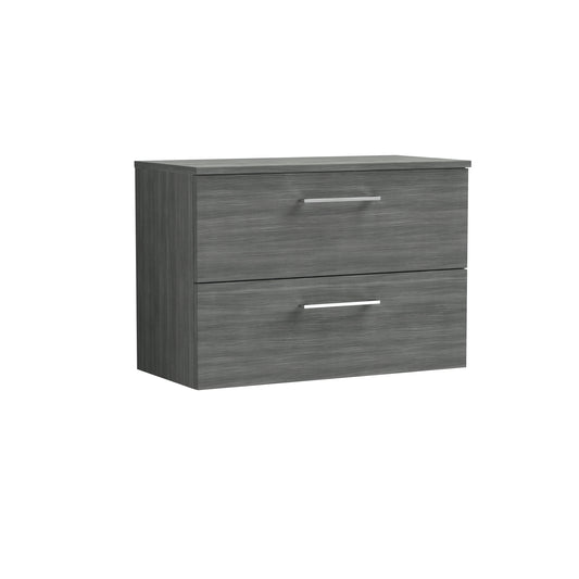 Arno Anthracite Woodgrain 800mm Wall Hung 2 Drawer Vanity & Worktop