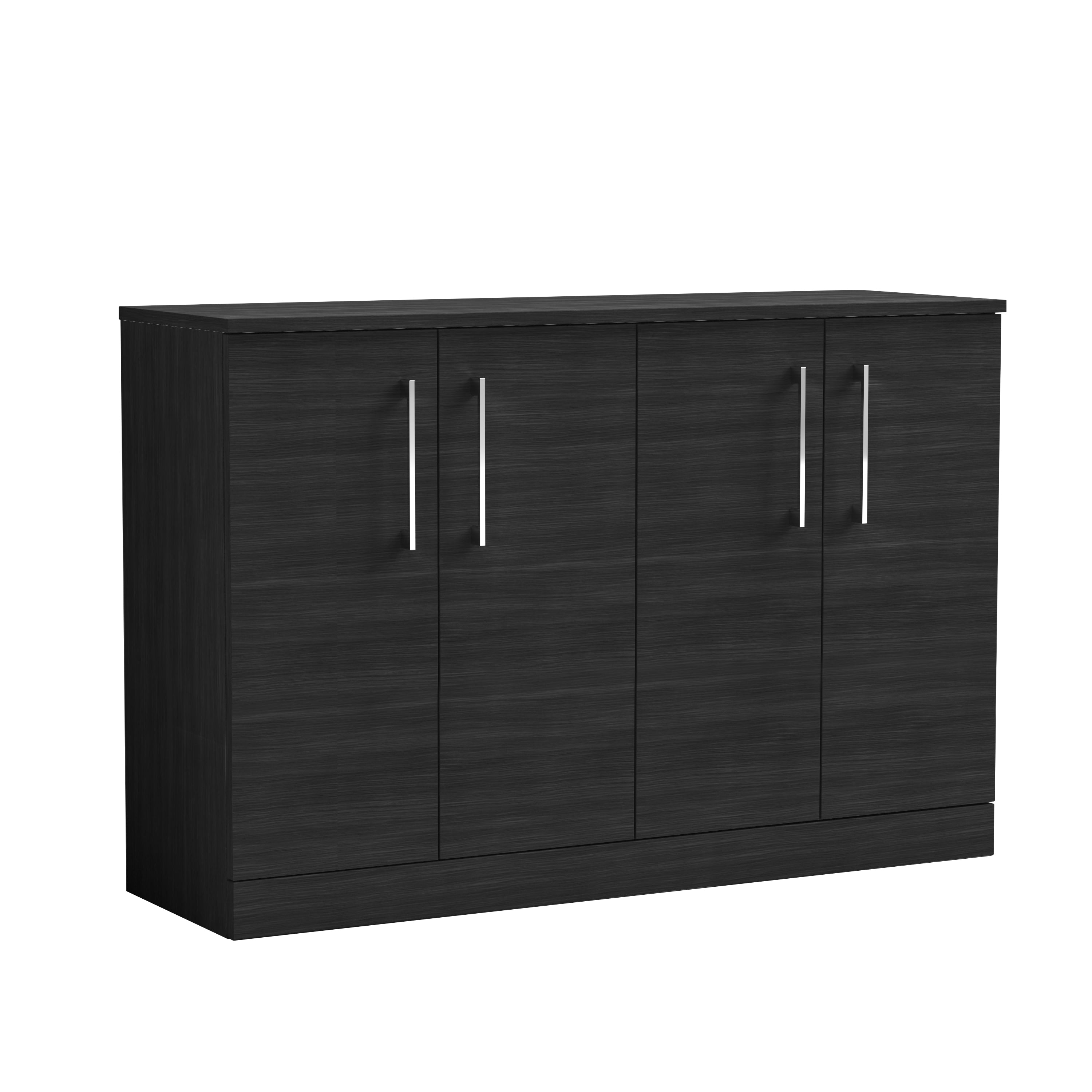 Nuie Arno 1200mm Double Floor Standing Black Woodgrain Vanity & Worktop