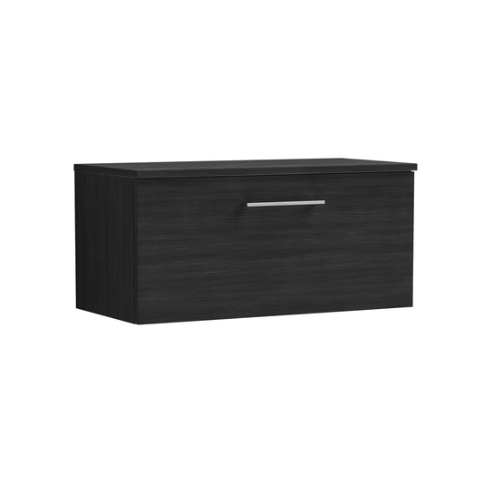 Arno Charcoal Black 800mm Wall Hung 1 Drawer Vanity & Worktop