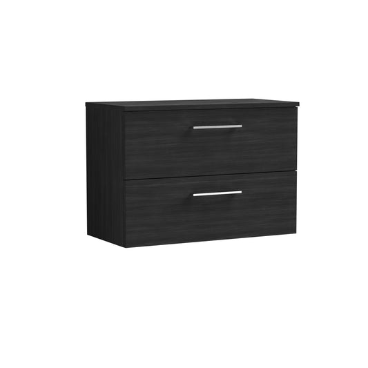 Arno Charcoal Black 800mm Wall Hung 2 Drawer Vanity & Worktop