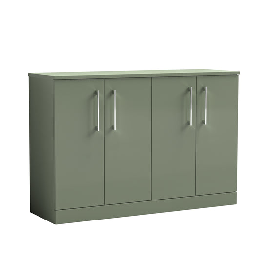 Nuie Arno 1200mm Double Floor Standing Satin Green Vanity & Worktop