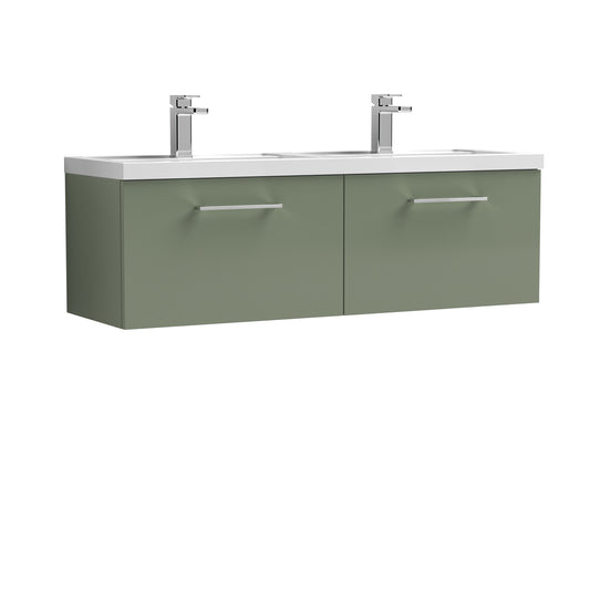 Nuie 1200mm Wall Hung 2 Drawer Vanity & Double Polymarble Basin