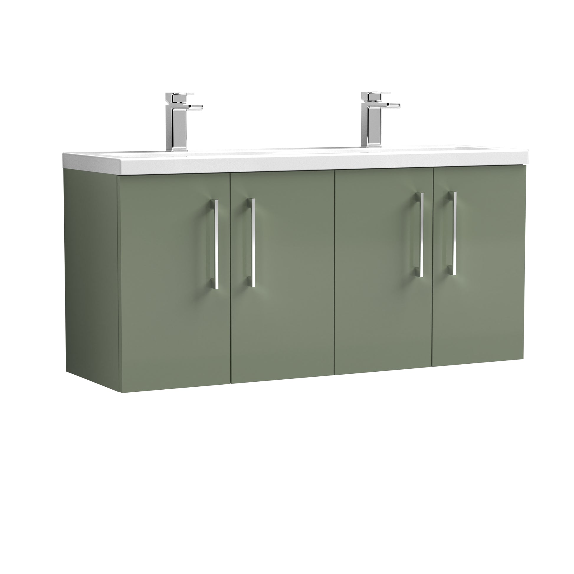 Nuie 1200mm Wall Hung 4 Door Vanity & Double Basin