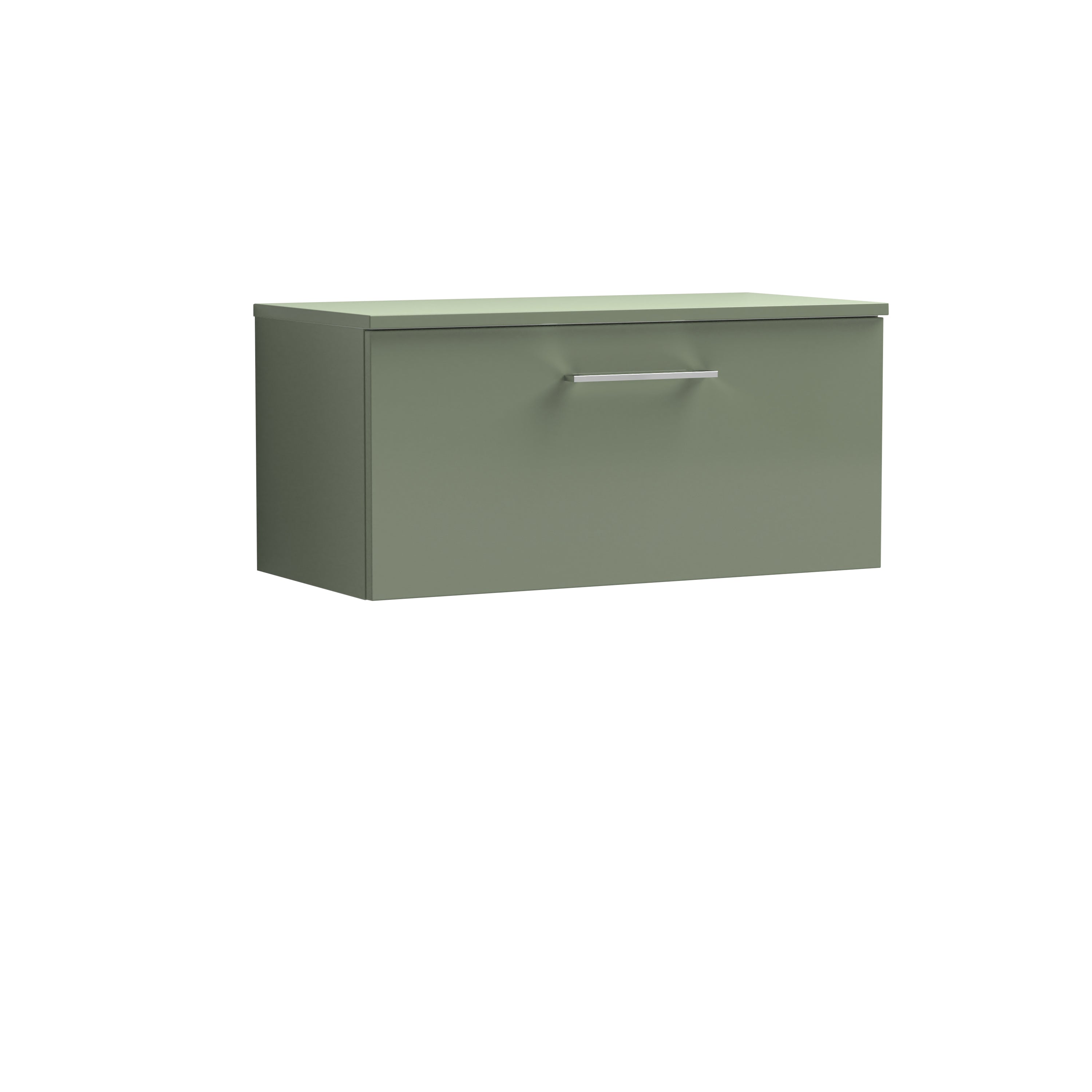 Nuie Arno 800mm Satin Green Wall Hung 1 Drawer Vanity & Worktop