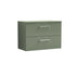 Arno Satin Green 800mm Wall Hung 2 Drawer Vanity & Worktop