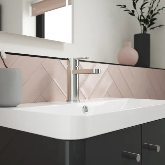 Arvan Basin Mixer Tap With Push Button Waste Chrome