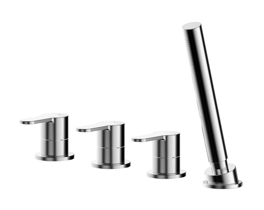 Arvan Deck Mounted 4 Tap Hole Bath Shower Mixer Tap No Spout