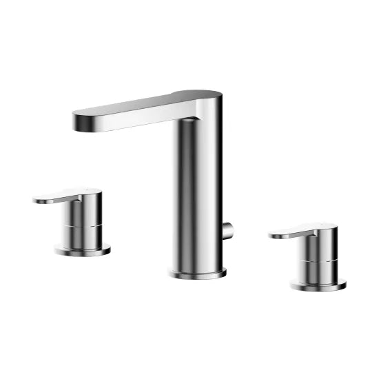 Arvan Deck Mounted 3 Tap Hole Basin Mixer Tap With Pop Up Waste Chrome
