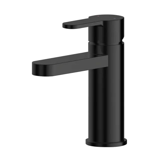 Arvan Basin Mixer Tap With Push Button Waste Black Matt