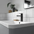 Arvan Basin Mixer Tap With Push Button Waste Black Matt