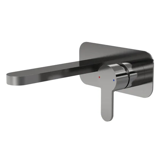 Arvan Wall Mounted Basin Mixer Tap With Plate Brushed Pewter