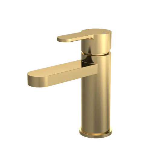 Arvan Basin Mixer Tap With Push Button Waste Brushed Brass