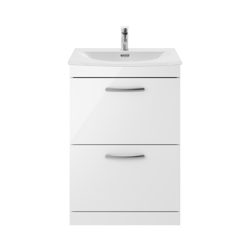 Nuie Athena 600mm Gloss White Floor Standing Vanity With Basin 4