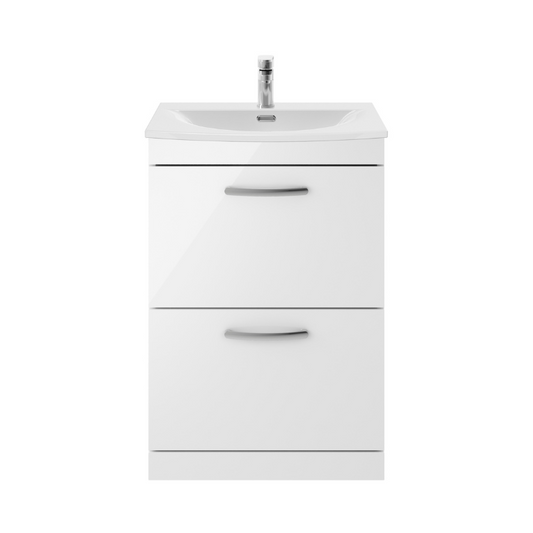 Nuie Athena 600mm Gloss White Floor Standing Vanity With Basin 4