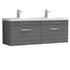 Nuie Athena 1200mm Anthracite Woodgrain Wall Hung Cabinet With Double Basin