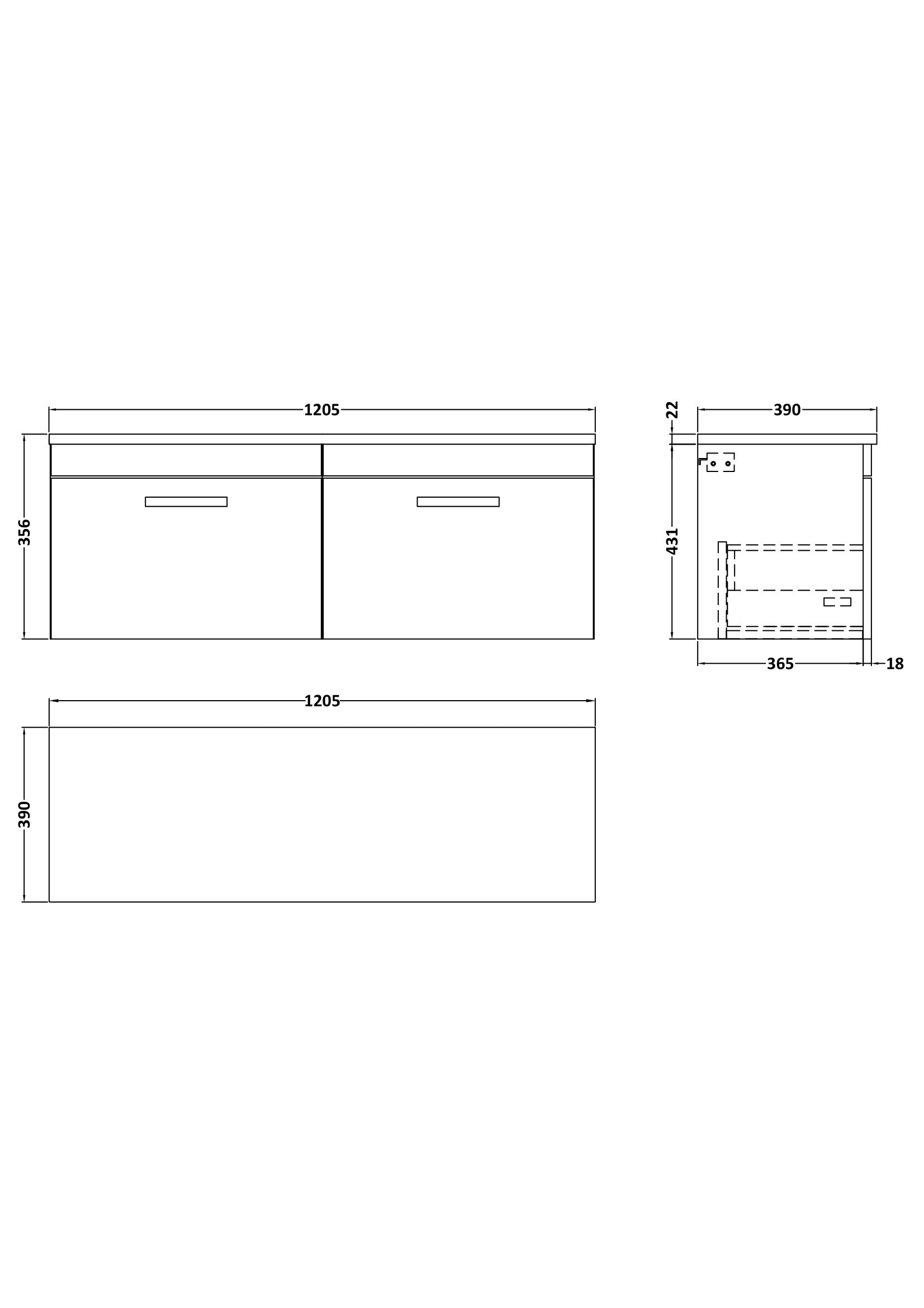 Nuie Athena Charcoal Black 1200 Wall Hung Double Unit & Laminate Worktop Matt Carrera Marble