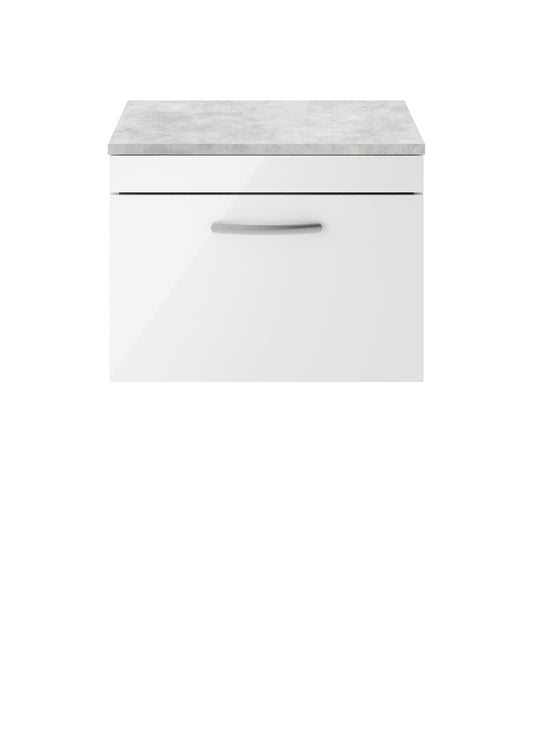 Nuie 600mm Wall Hung Vanity With Grey Worktop