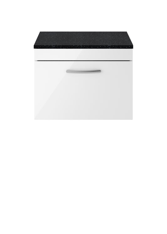 Nuie 600mm Wall Hung Vanity With Sparkling Black Worktop