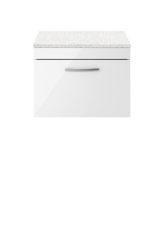 Nuie 600mm Wall Hung Vanity With Sparkling White Worktop