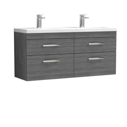 Nuie 1200mm Wall Hung Cabinet With Double Ceramic Basin