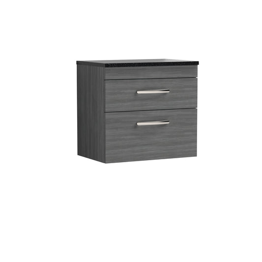 Nuie 600mm Wall Hung Vanity With Sparkling Black Worktop