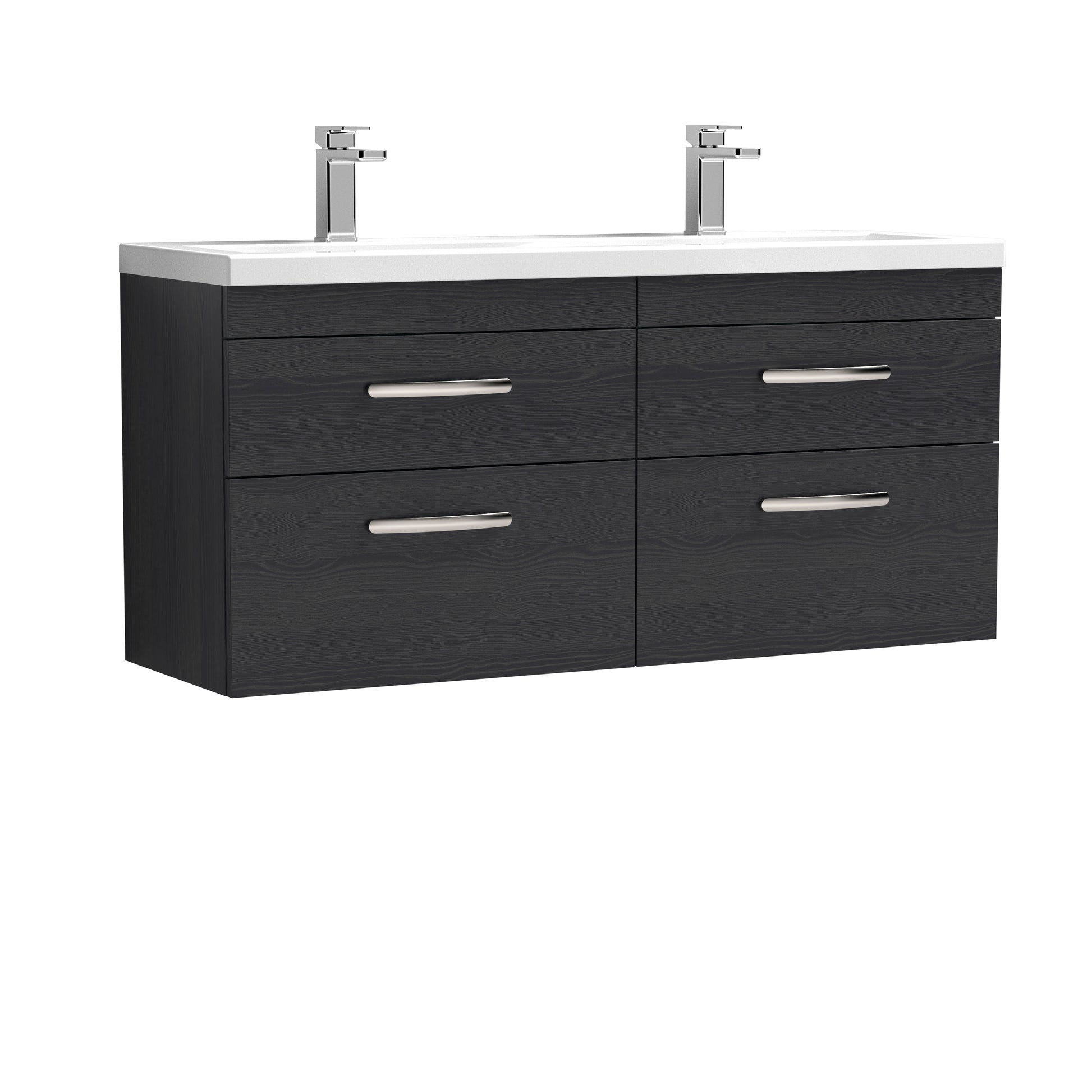 Nuie 1200mm Wall Hung Cabinet With Double Ceramic Basin