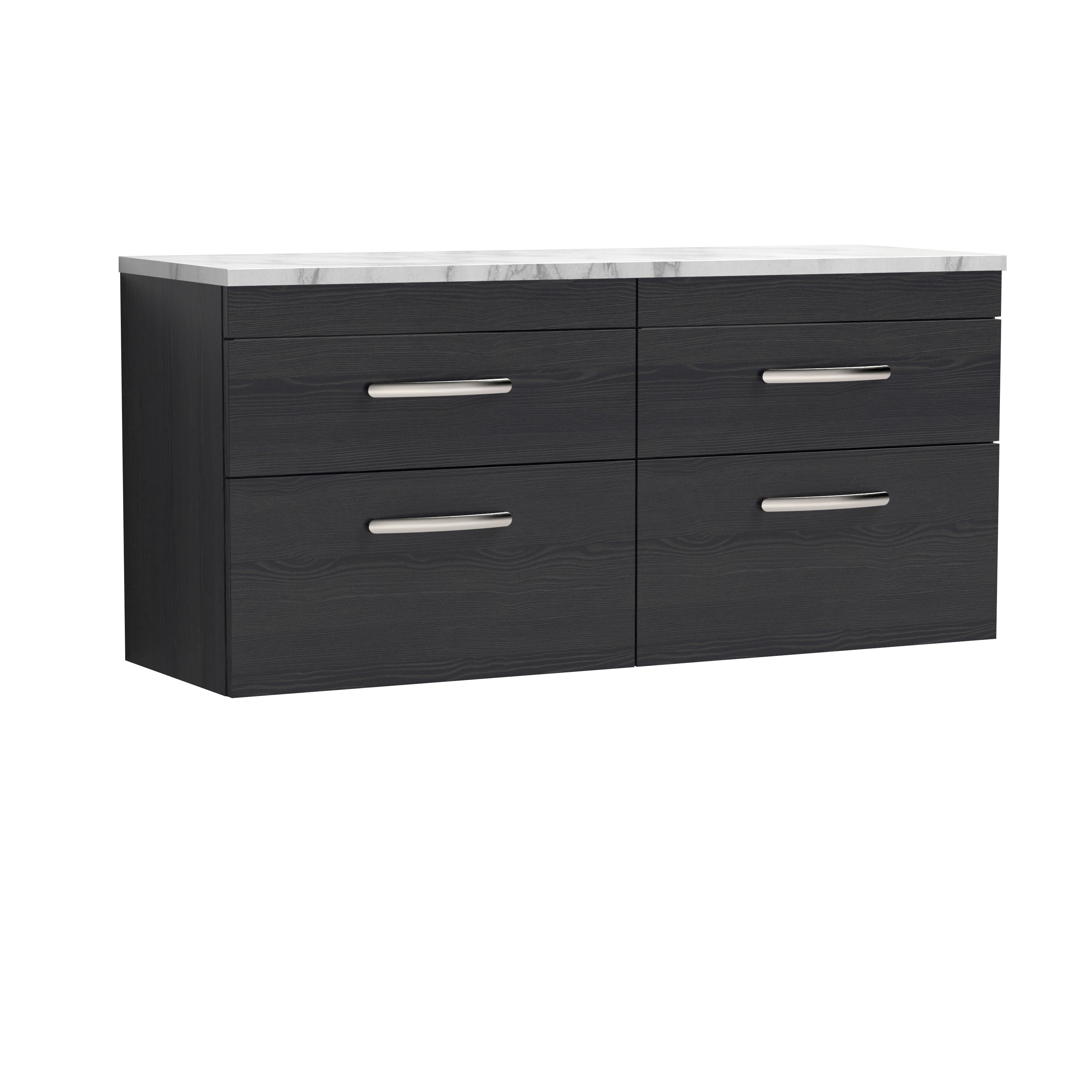 Nuie Athena Charcoal Black 1200 Wall Hung Double Unit & Laminate Worktop Matt Carrera Marble