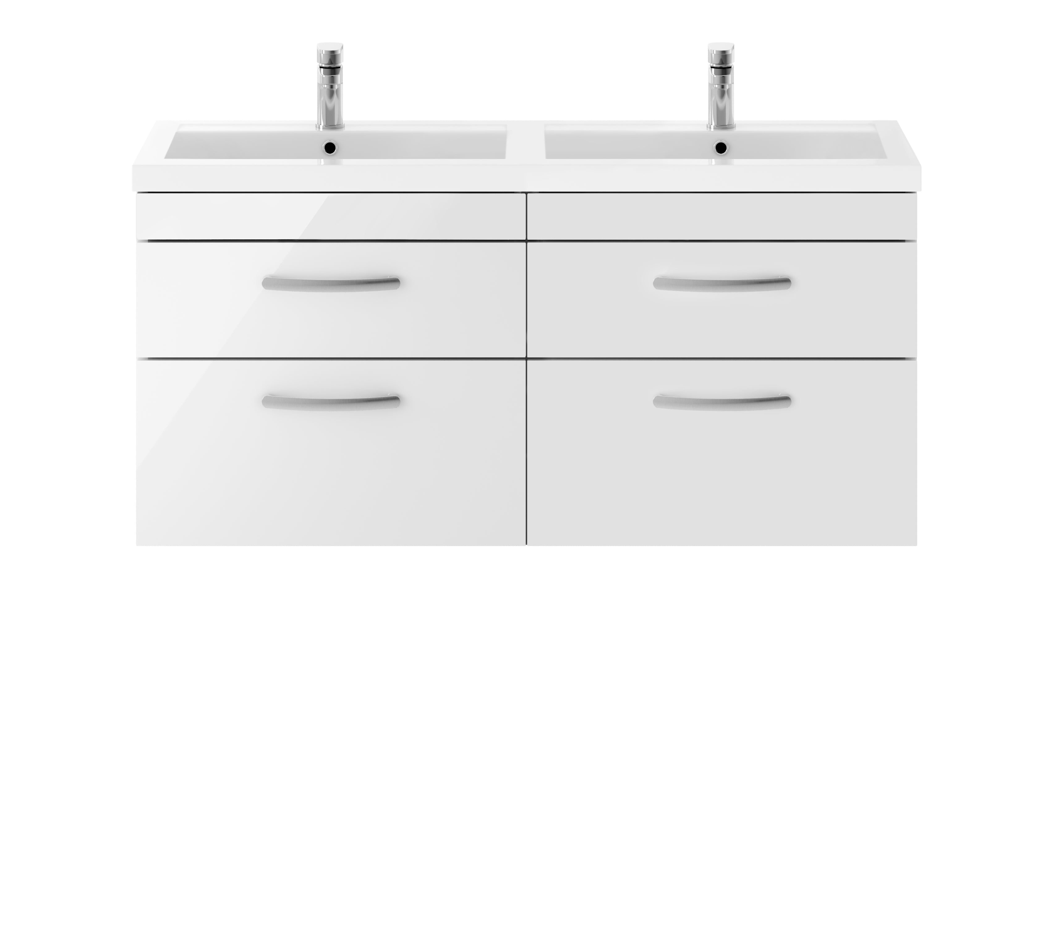 Nuie Athena 1200mm Gloss White Wall Hung Cabinet With Double Basin